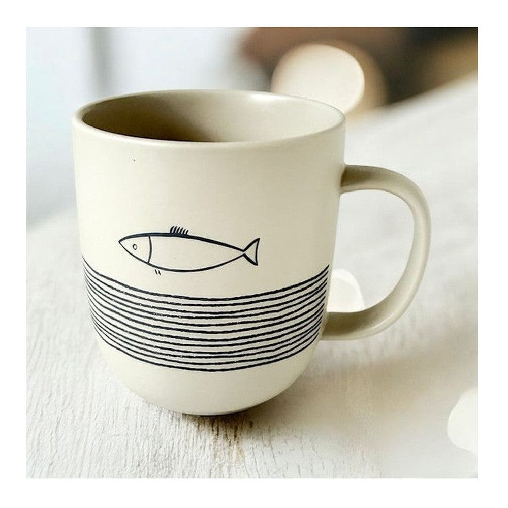 Kubek porcelanowy Ryba & Fale PPD – złamana biel, 400 ml – zdjęcie 2