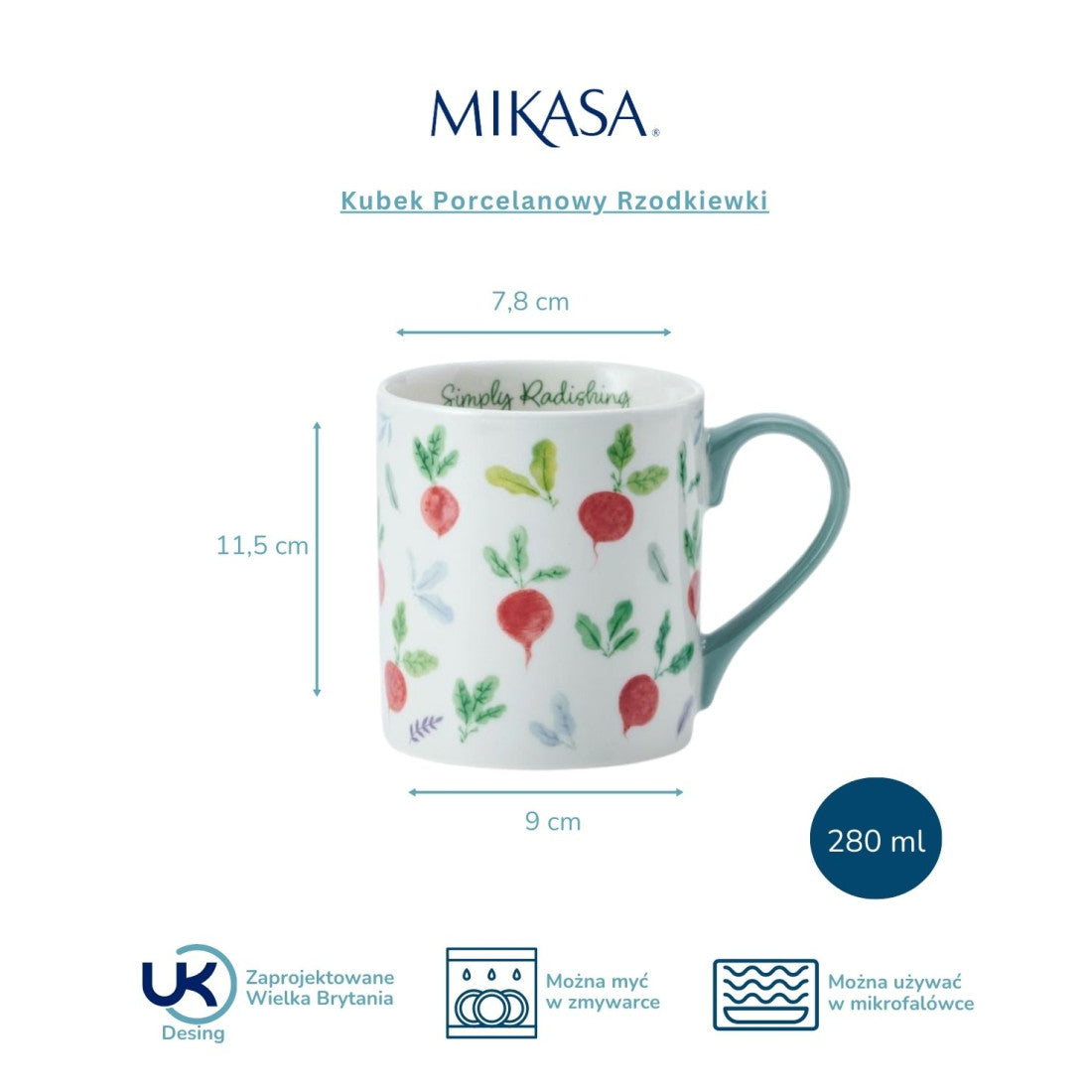 Kubek porcelanowy Rzodkiewki Mikasa – 280 ml – zdjęcie 5