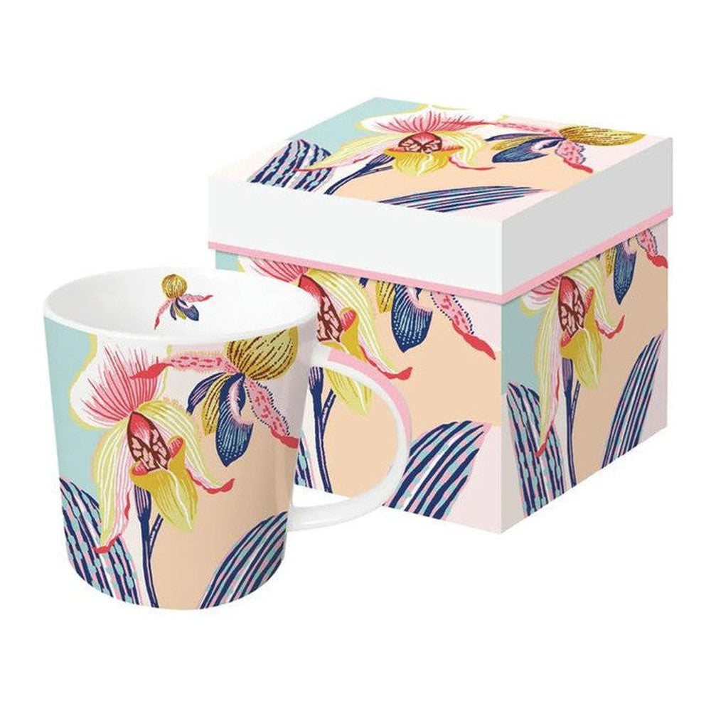 Kubek porcelanowy Storczyki PPD – w ozdobnym pudełku, 350 ml