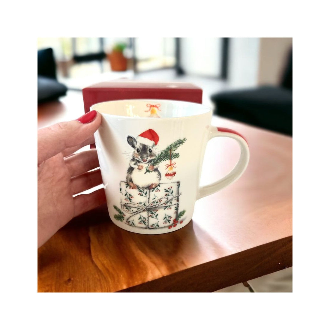 Kubek porcelanowy Świąteczna Myszka PPD – wielokolorowy 350 ml – zdjęcie 2