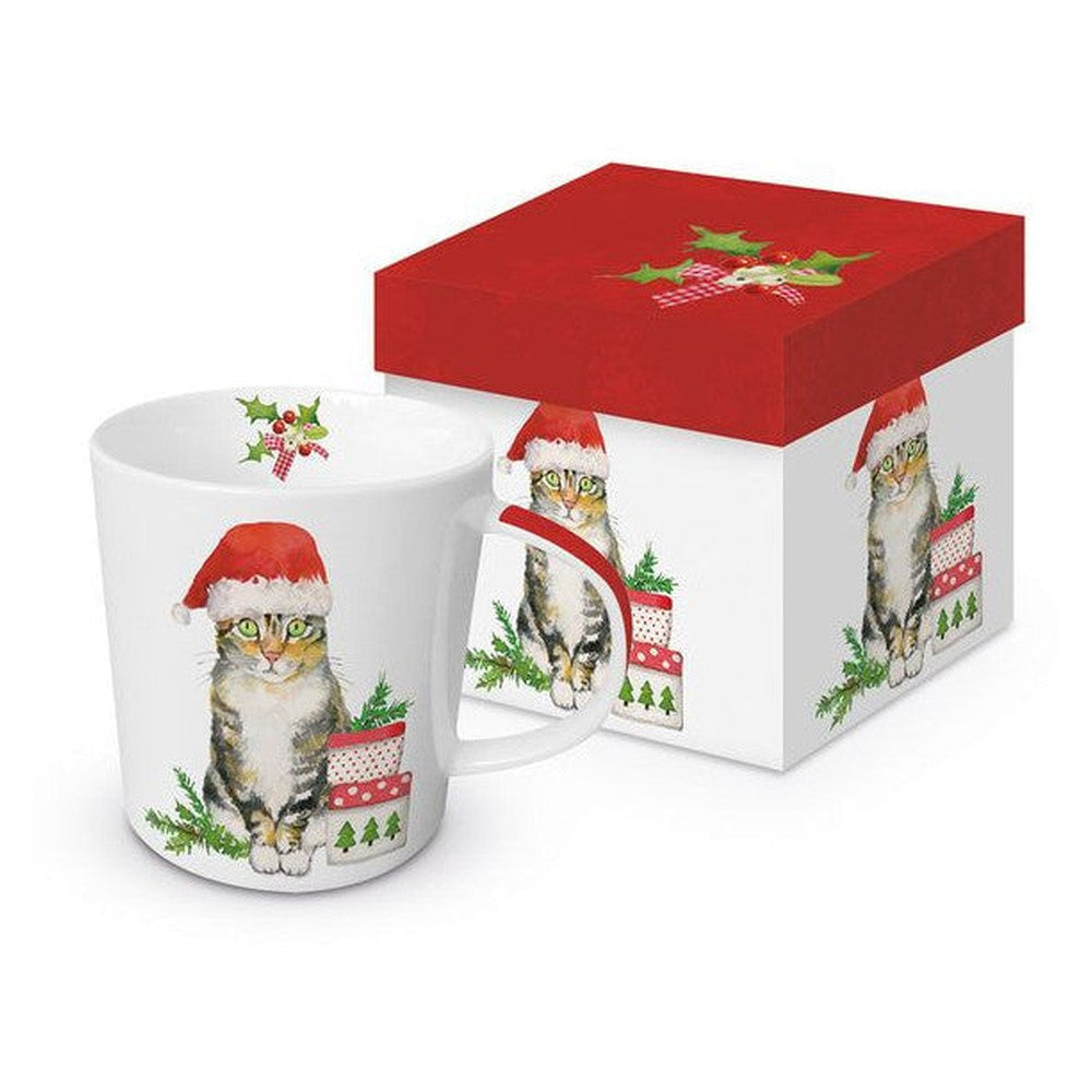 Kubek porcelanowy Świąteczny Kot PPD – wielokolorowy, 350 ml