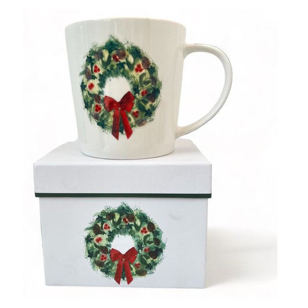 Kubek porcelanowy Świąteczny Wieniec PPD – wielokolorowy, 350 ml