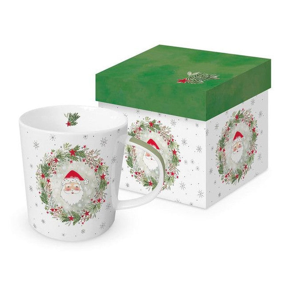 Kubek porcelanowy Świąteczny Wieniec PPD – ze Świętym Mikołajem, 400 ml