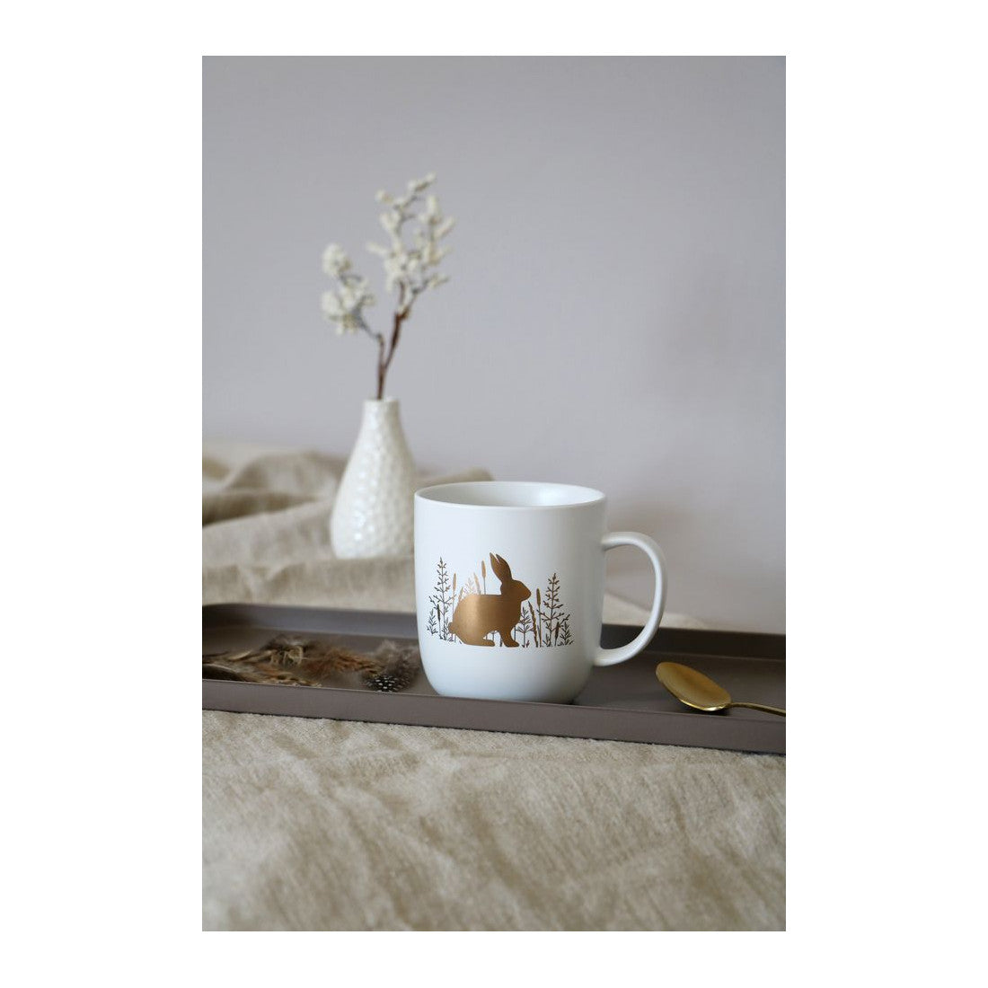 Kubek porcelanowy Wielkanocny Złoty Zając PPD – biało-złoty 400 ml – zdjęcie 2