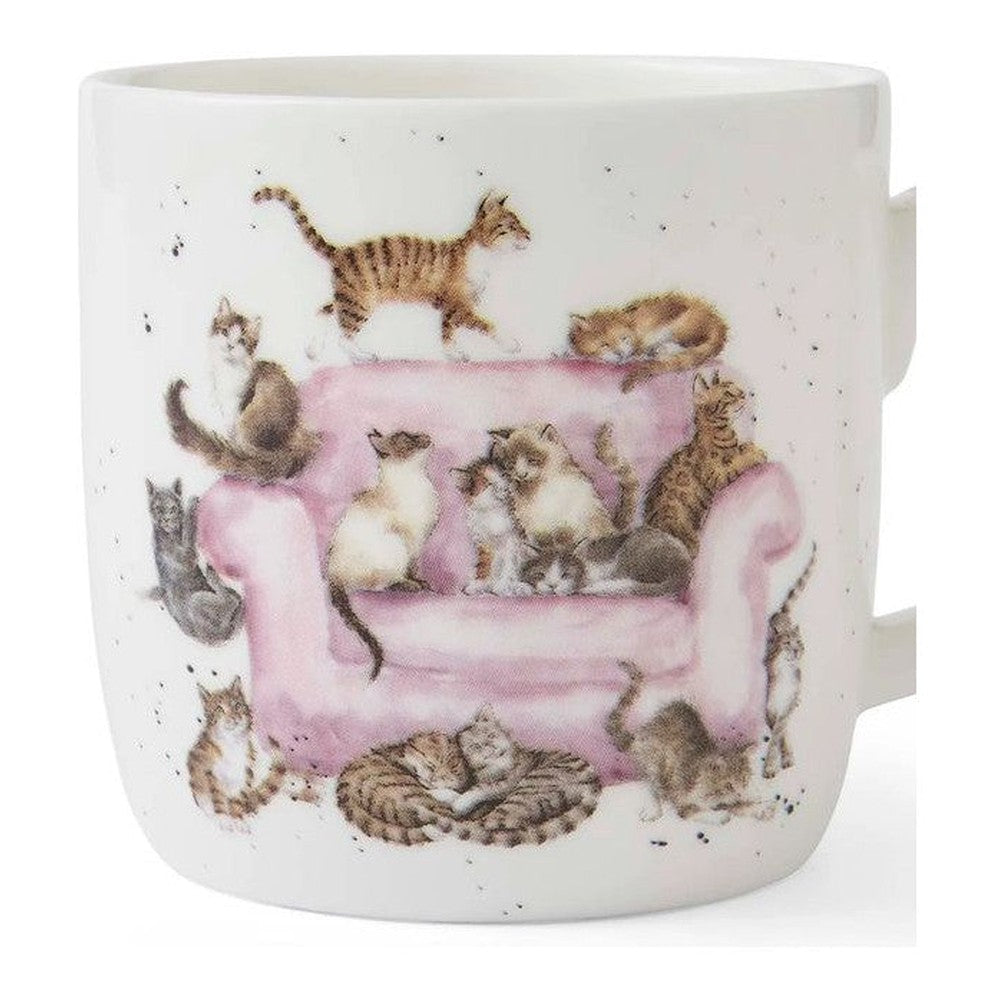 Kubek porcelanowy Wrendale Designs Royal Worcester – kotki na różowym fotelu, 310 ml – zdjęcie 2