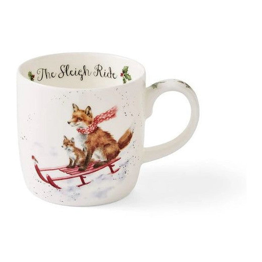 Kubek porcelanowy Wrendale Designs Royal Worcester – lisy na sankach, 310 ml