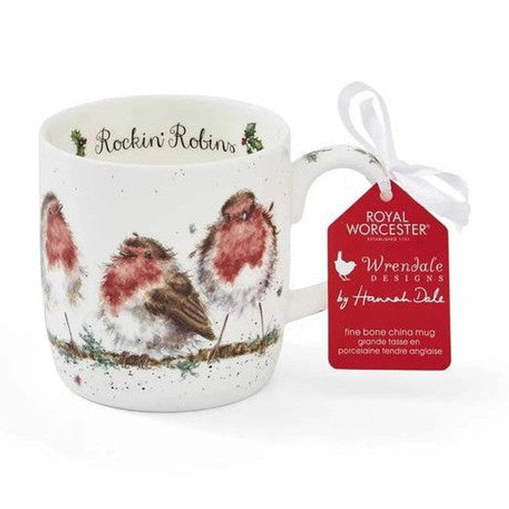 Kubek porcelanowy Wrendale Designs Royal Worcester – ptaszki rudziki, 310 ml