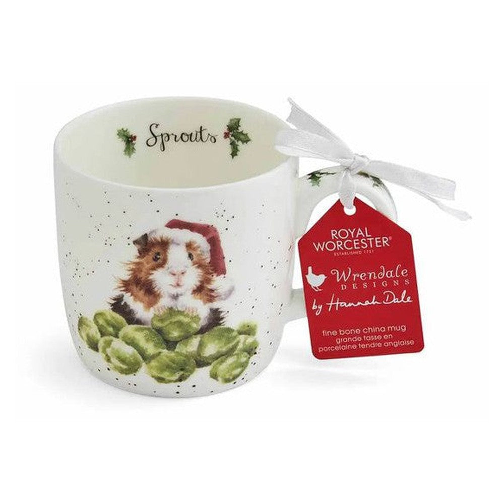 Kubek porcelanowy Wrendale Designs Royal Worcester – świnka morska w czapce Mikołaja, 310 ml