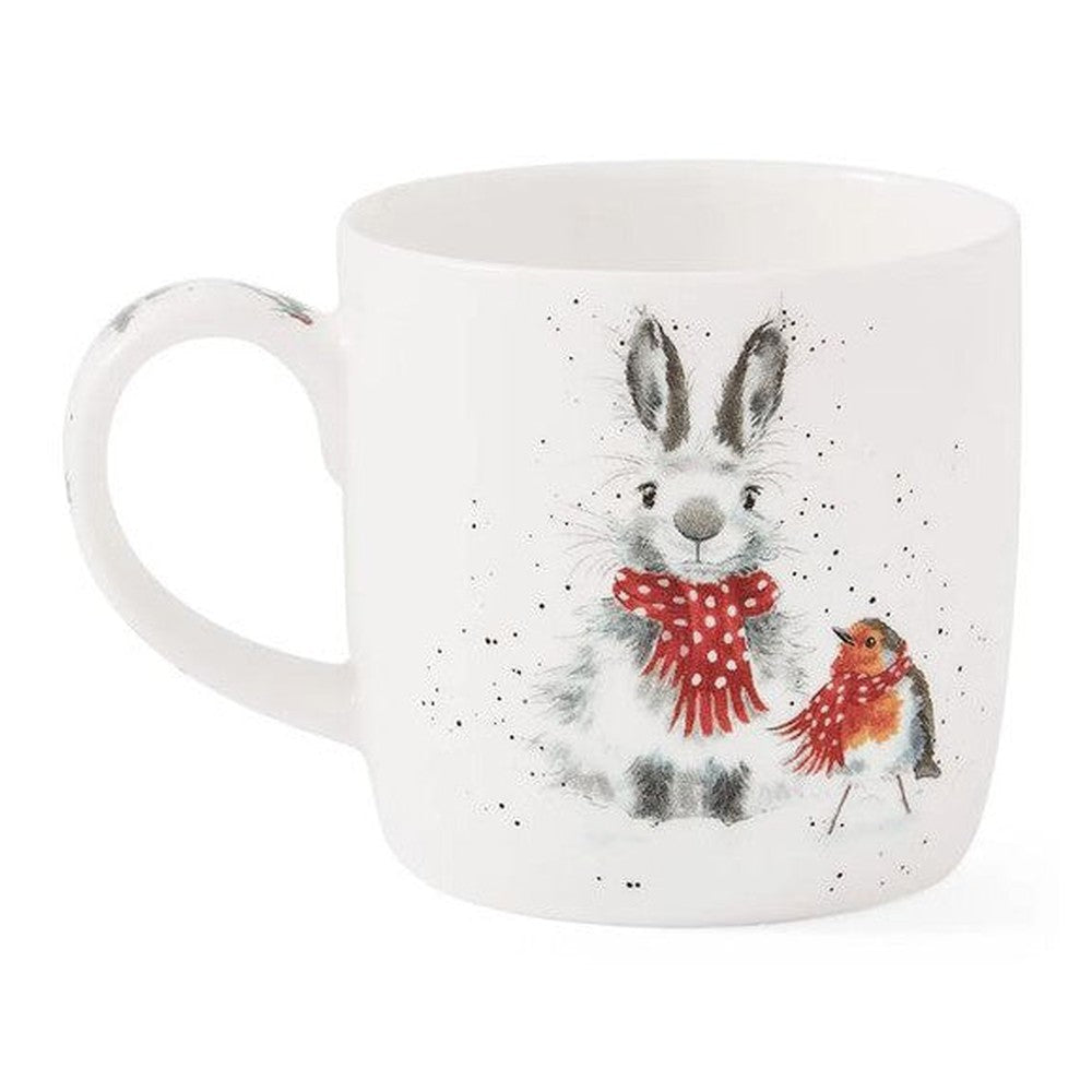 Kubek porcelanowy Wrendale Designs Royal Worcester – zajączek i rudzik, 310 ml