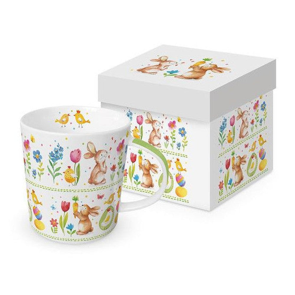 Kubek porcelanowy Zajączki i Kurczaczki PPD – w ozdobnym pudełku, 350 ml