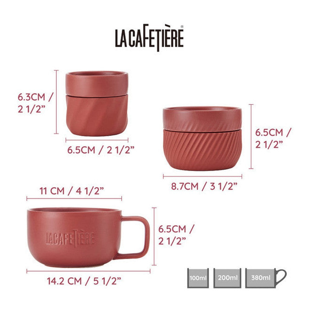 Kubki do kawy wstawiane jeden w drugi La Cafetière – czerwone, 3 szt. – zdjęcie 8