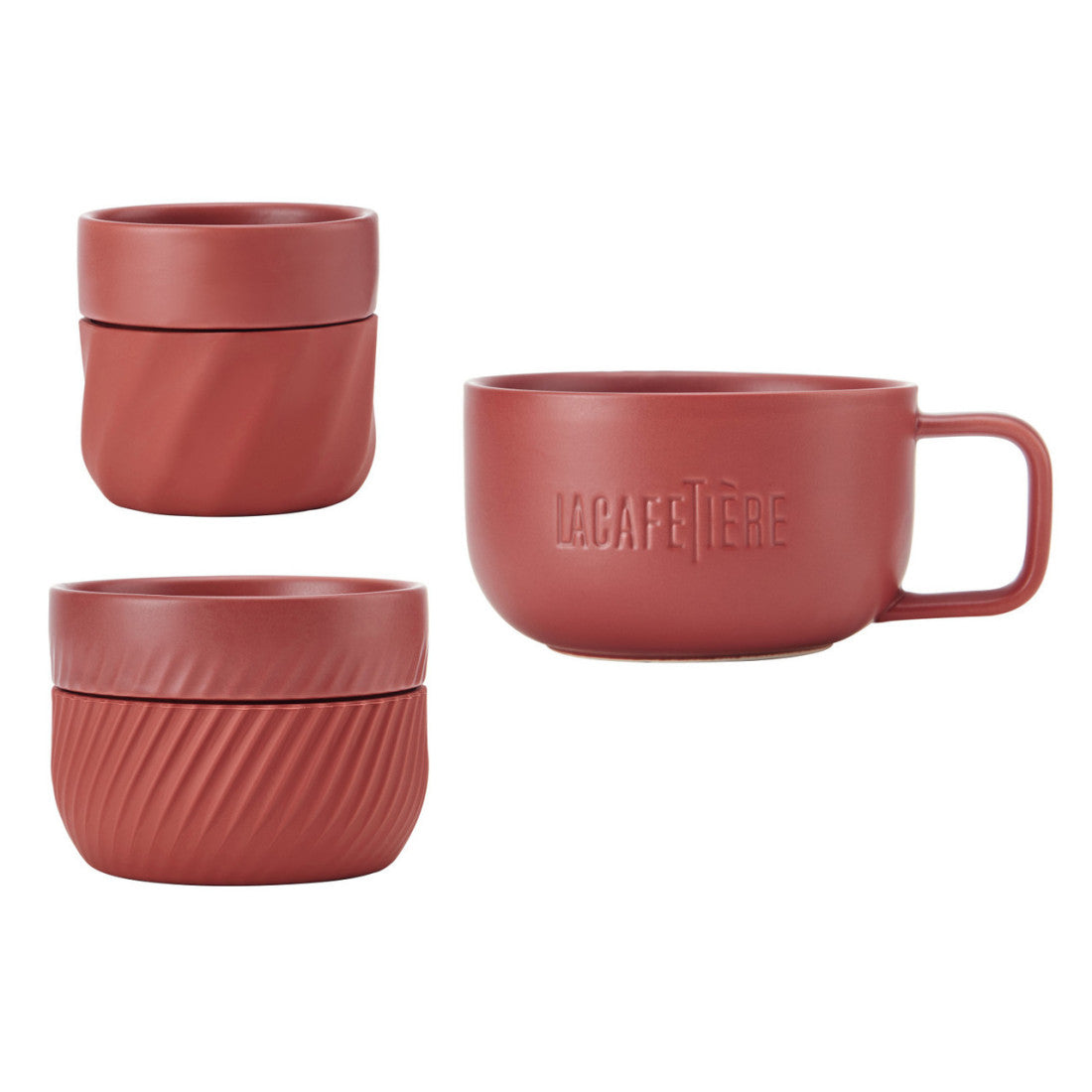 Kubki do kawy wstawiane jeden w drugi La Cafetière – czerwone, 3 szt.