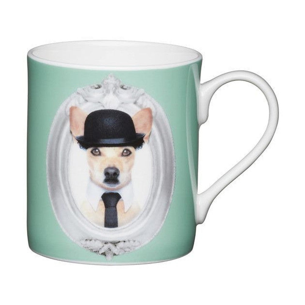 Kubki porcelanowe z psem w meloniku Kitchen Craft – zielone 250 ml, zestaw 4 szt.