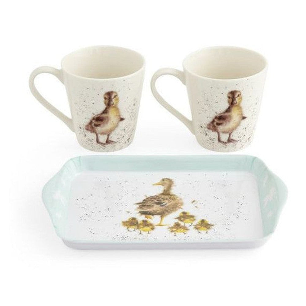 Kubki porcelanowe z tacką Royal Worcester – kaczka z kaczątkami, 3 szt. – zdjęcie 6