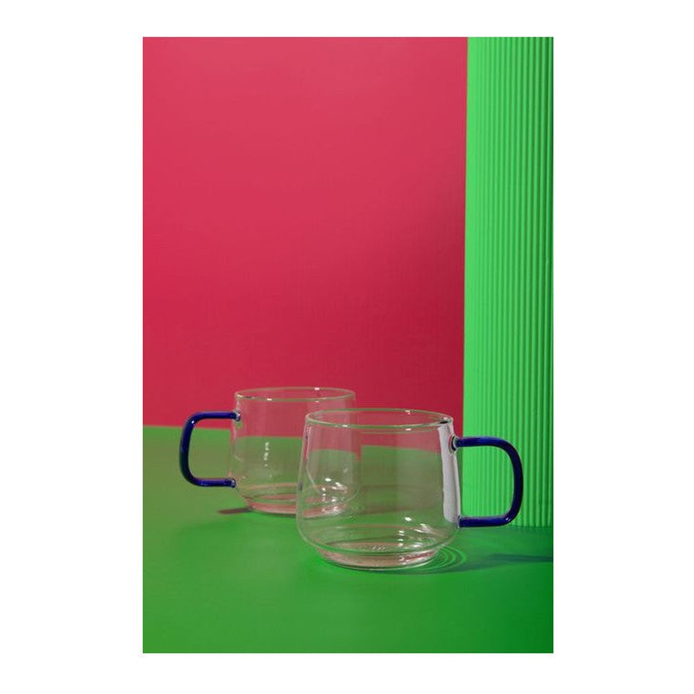 Kubki szklane z niebieskim uchwytem La Cafetière – 2 szt., 275 ml – zdjęcie 4