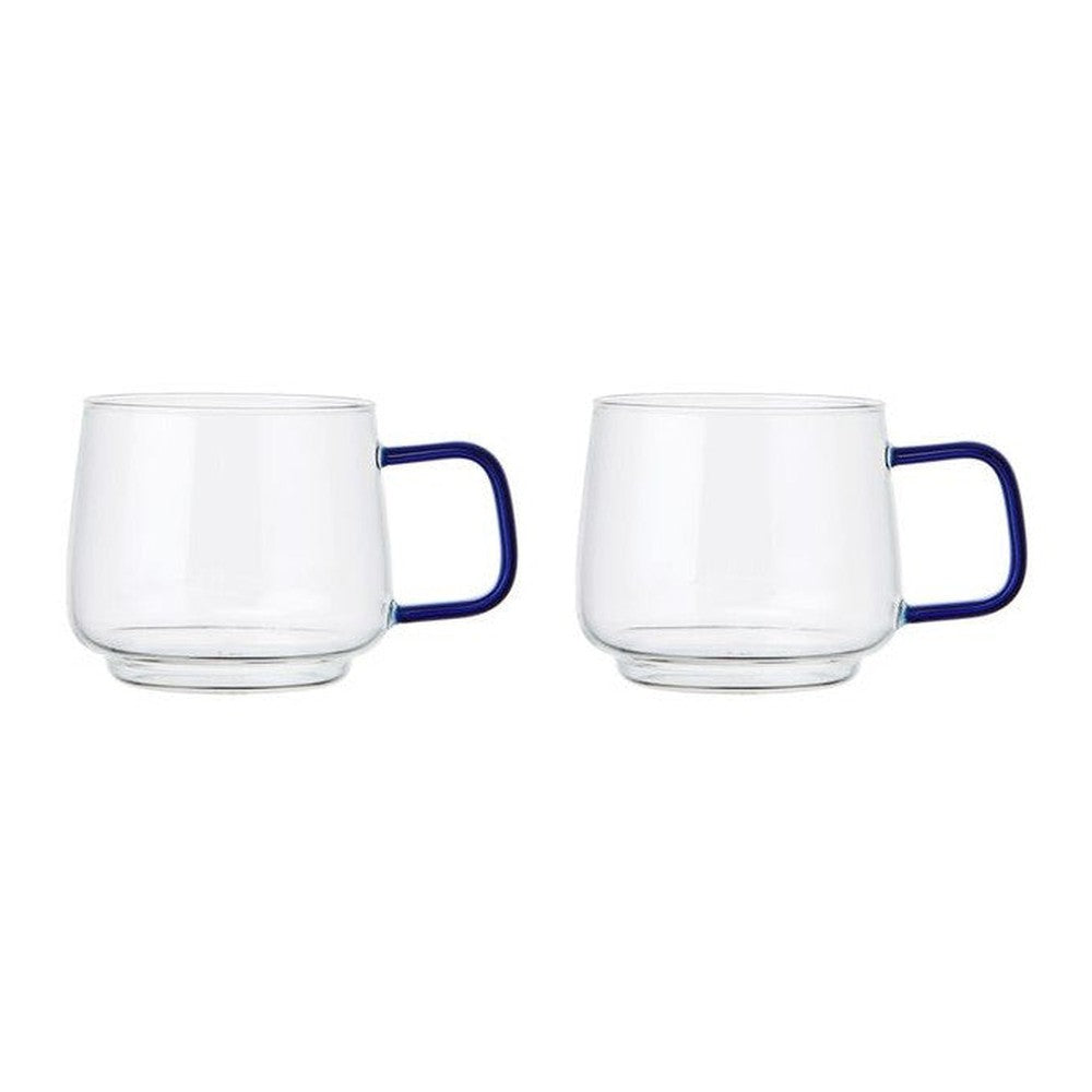 Kubki szklane z niebieskim uchwytem La Cafetière – 2 szt., 275 ml