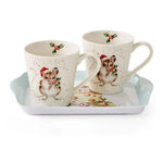 Kubki z tacką Wrendale Designs Royal Worcester – świąteczne myszki i ser, 3 szt. – zdjęcie 2