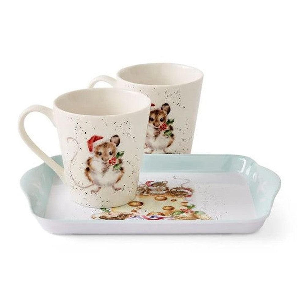 Kubki z tacką Wrendale Designs Royal Worcester – świąteczne myszki i ser, 3 szt. – zdjęcie 3
