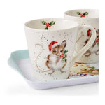 Kubki z tacką Wrendale Designs Royal Worcester – świąteczne myszki i ser, 3 szt. – zdjęcie 4