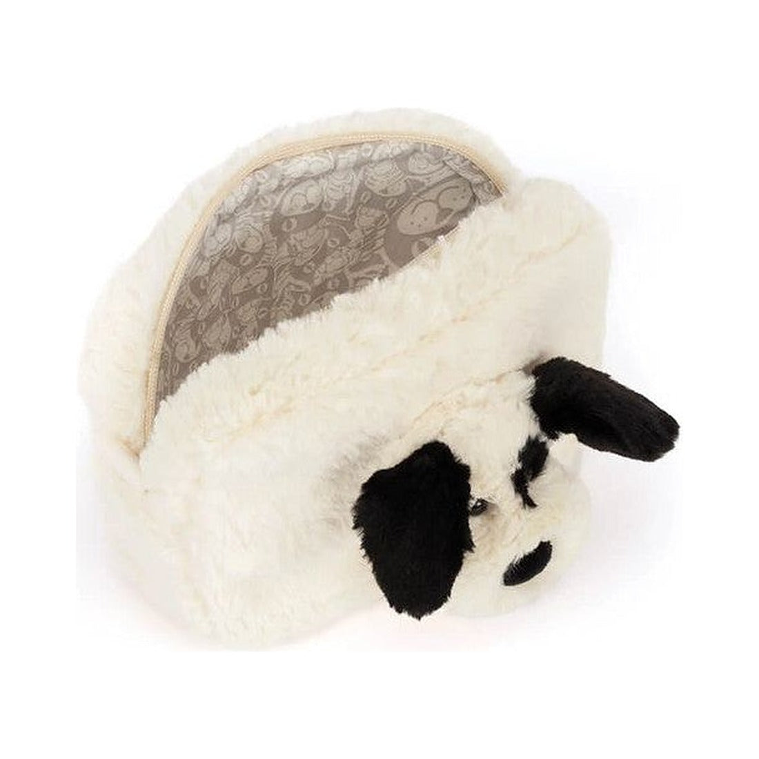 Saszetka Jellycat – Łaciaty Piesek 19 cm, otwarta saszetka – widok na podszewkę