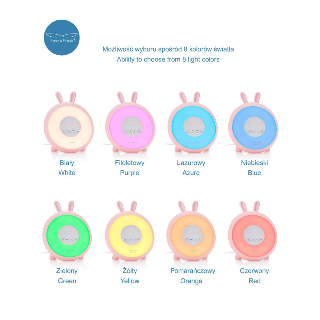 Lampka budząca światłem Królik Rabbit & Friends – różowa – zdjęcie 2