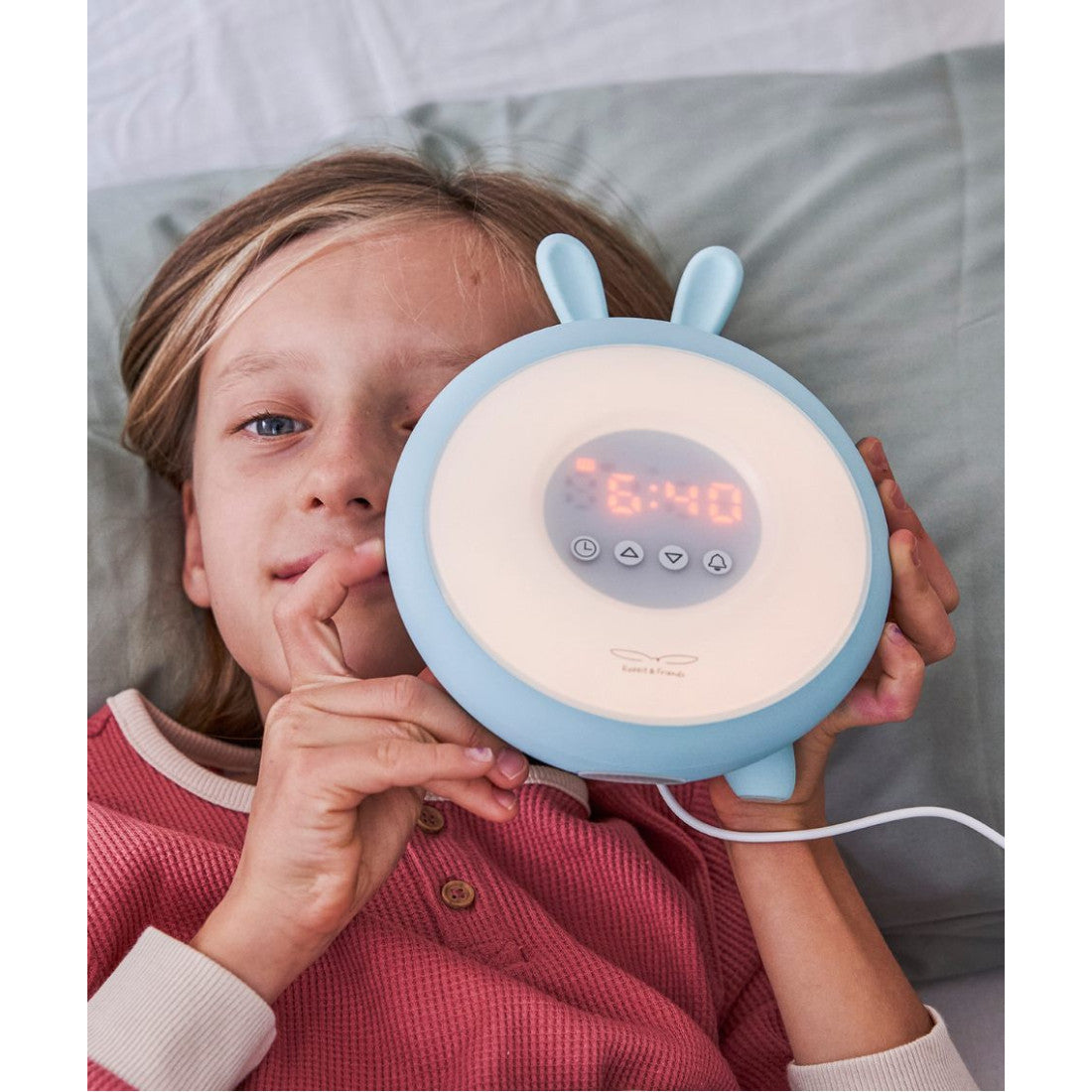 Lampka budząca światłem Królik Rabbit & Friends – niebieska – zdjęcie 6