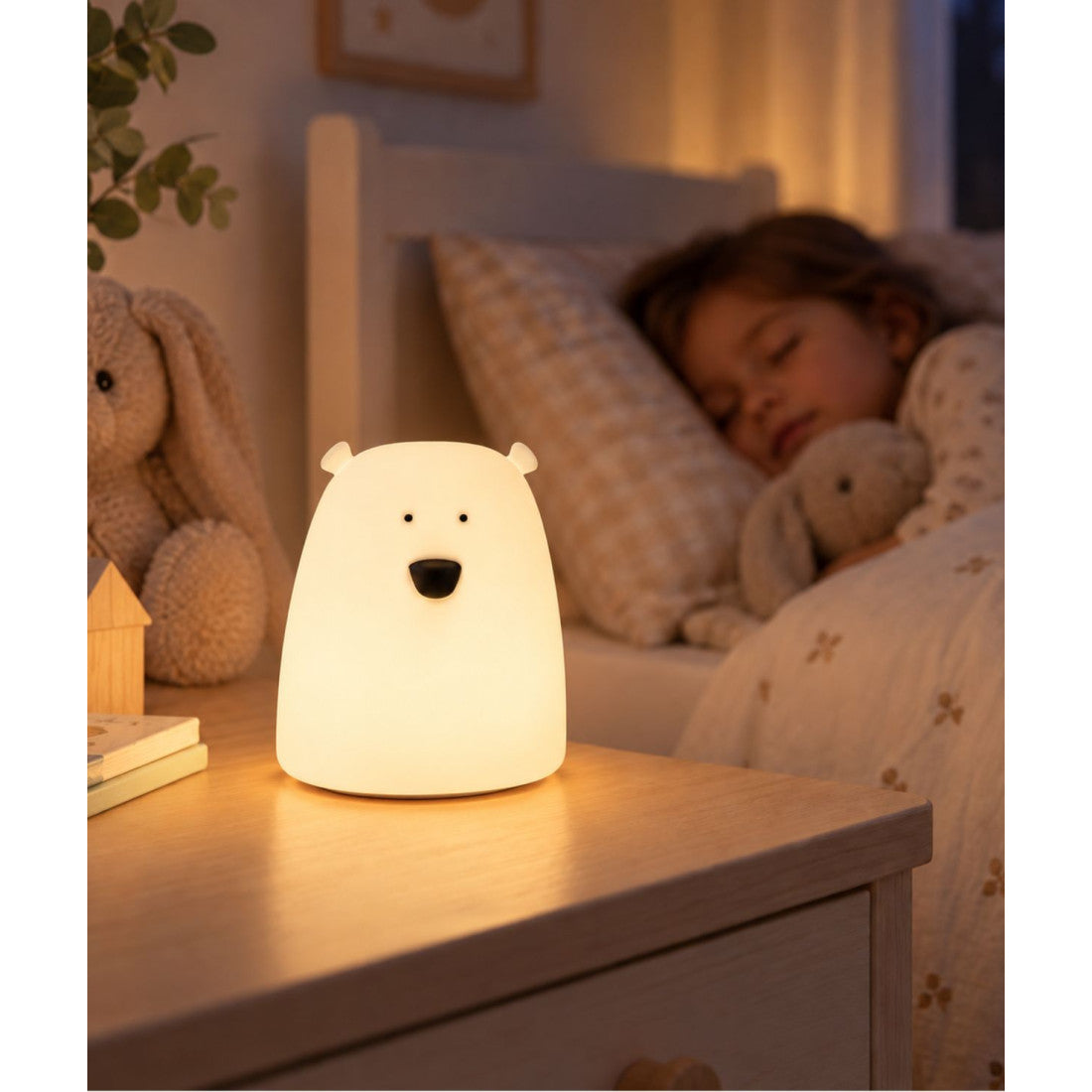 Lampka nocna Miś Mały Rabbit & Friends – biała – zdjęcie 2