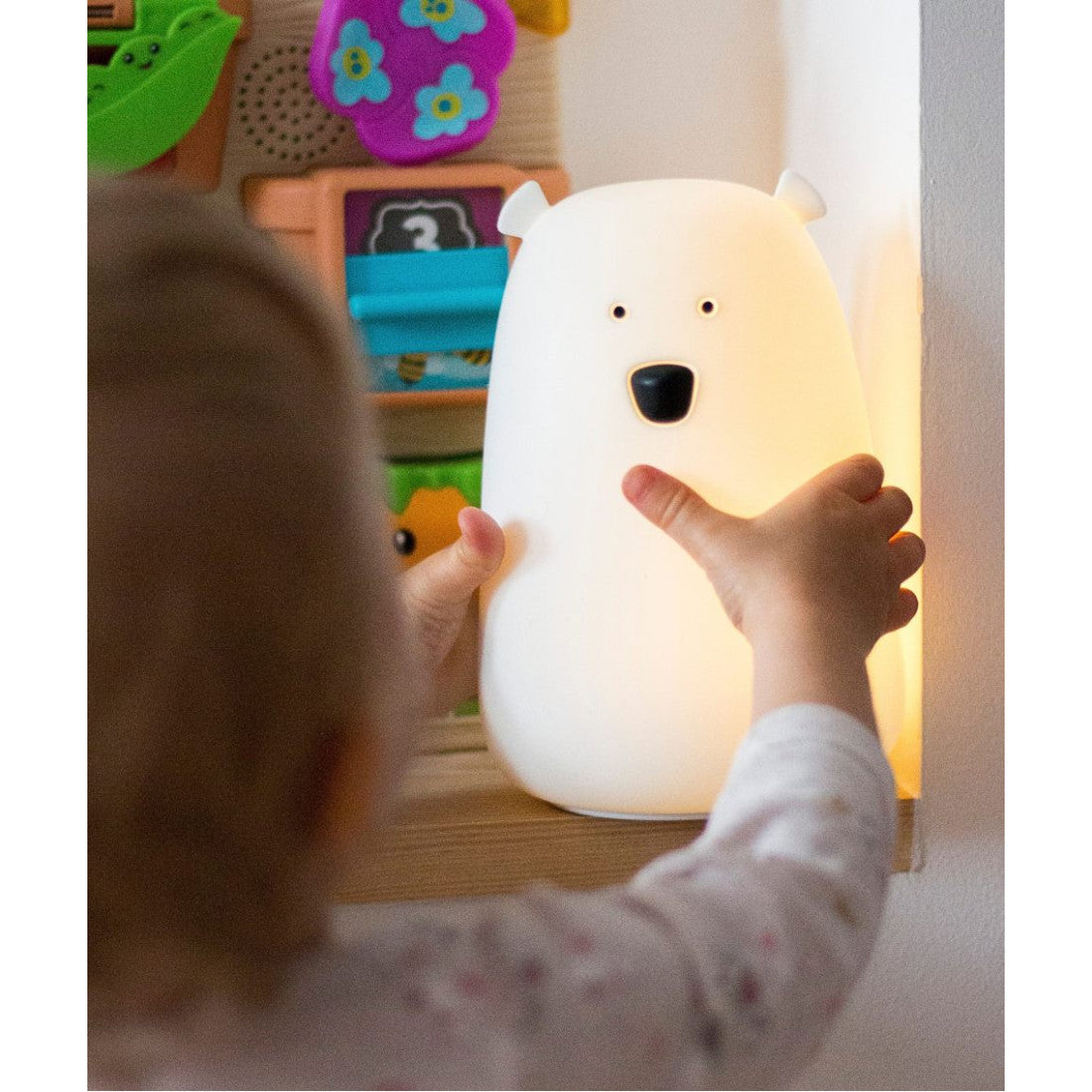 Lampka nocna Miś Duży z głośnikiem i pilotem Rabbit & Friends – biała – zdjęcie 5