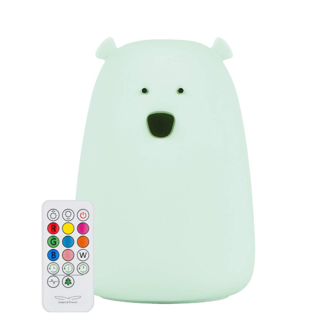 Lampka nocna Duży Miś z pilotem Rabbit & Friends – Jasna Mięta