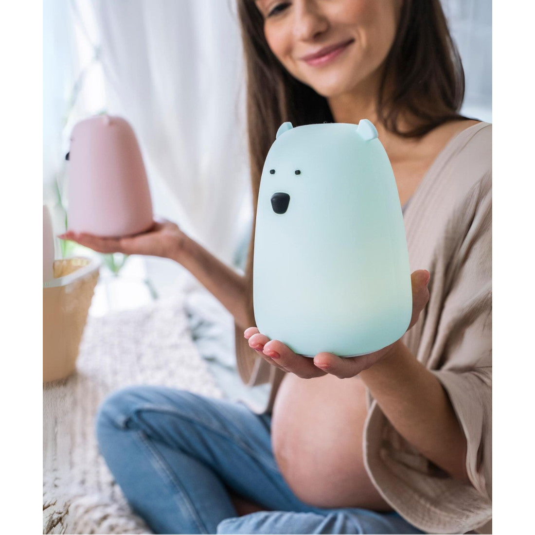 Lampka nocna Miś Duży Rabbit & Friends – niebieska – zdjęcie 2