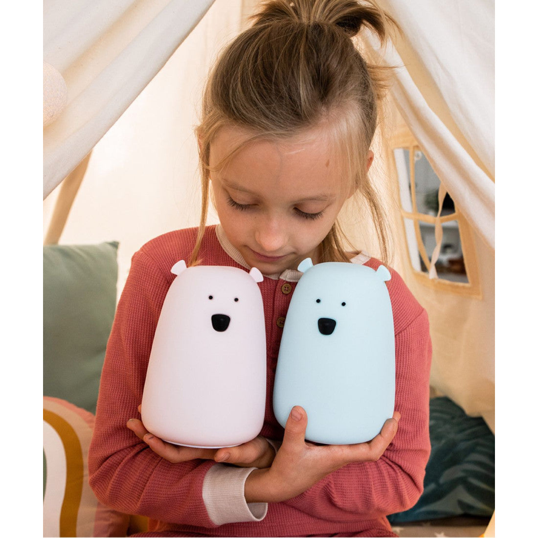 Lampka nocna Miś Duży Rabbit & Friends – niebieska – zdjęcie 3