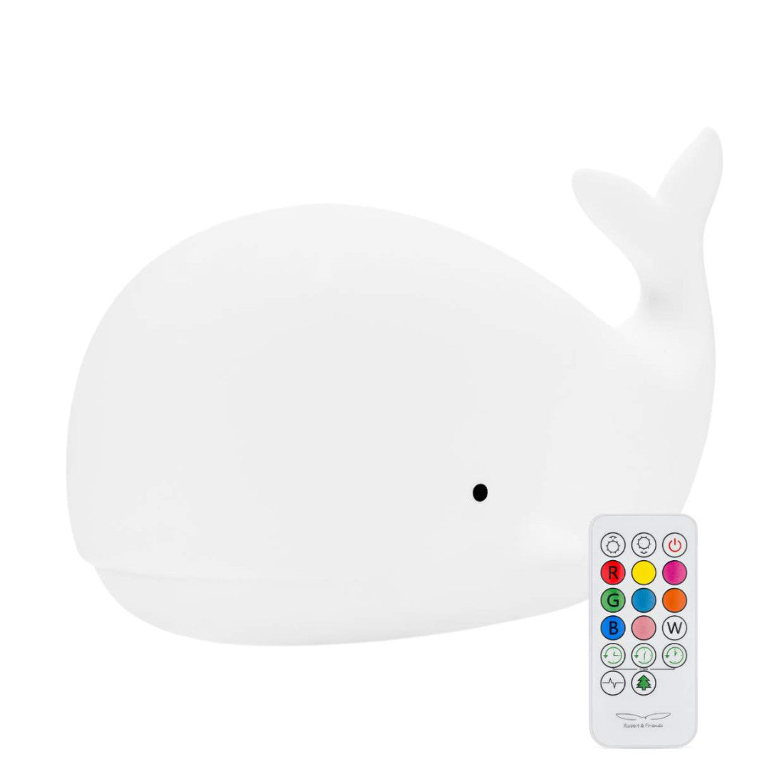 Lampka nocna Wieloryb z pilotem Rabbit & Friends – biała