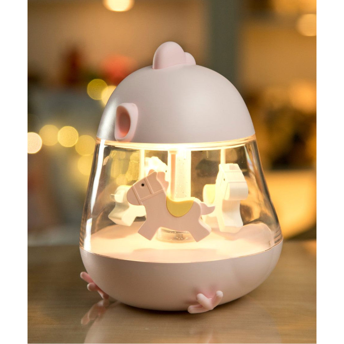Lampka nocna Kurczaczek z pozytywką Rabbit & Friends – różowa – zdjęcie 5