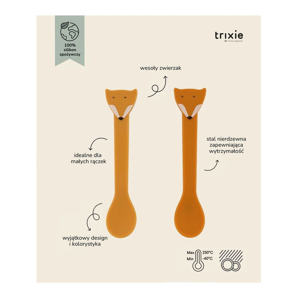 Łyżeczki silikonowe Lis Trixie – 2 szt., 15 × 3 cm – zdjęcie 2