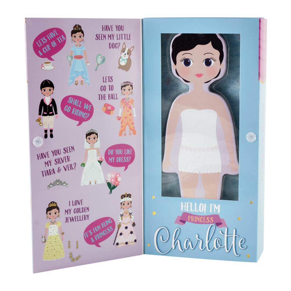 Magnetyczna ubieranka – lalka Charlotte Floss & Rock – drewniana, 23,5 cm