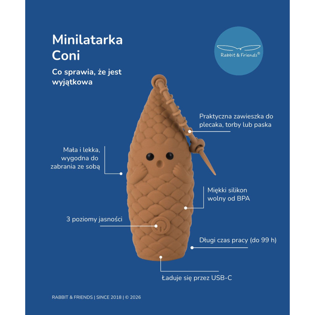 Minilatarka dla dzieci Szyszka CONI Rabbit & Friends – seria Forest – zdjęcie 7