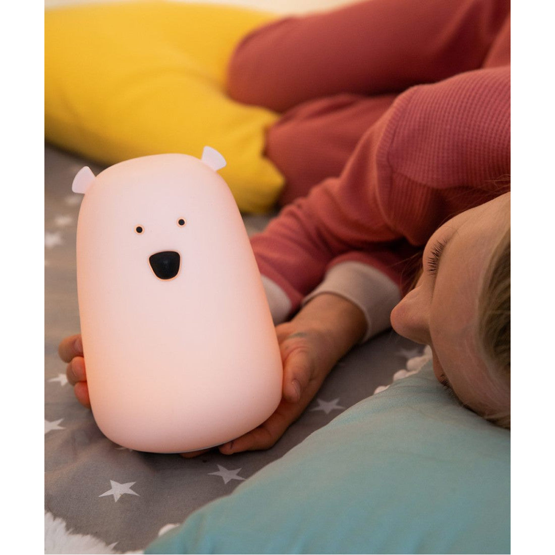 Lampka nocna Miś Duży z pilotem Rabbit & Friends – różowa – zdjęcie 3