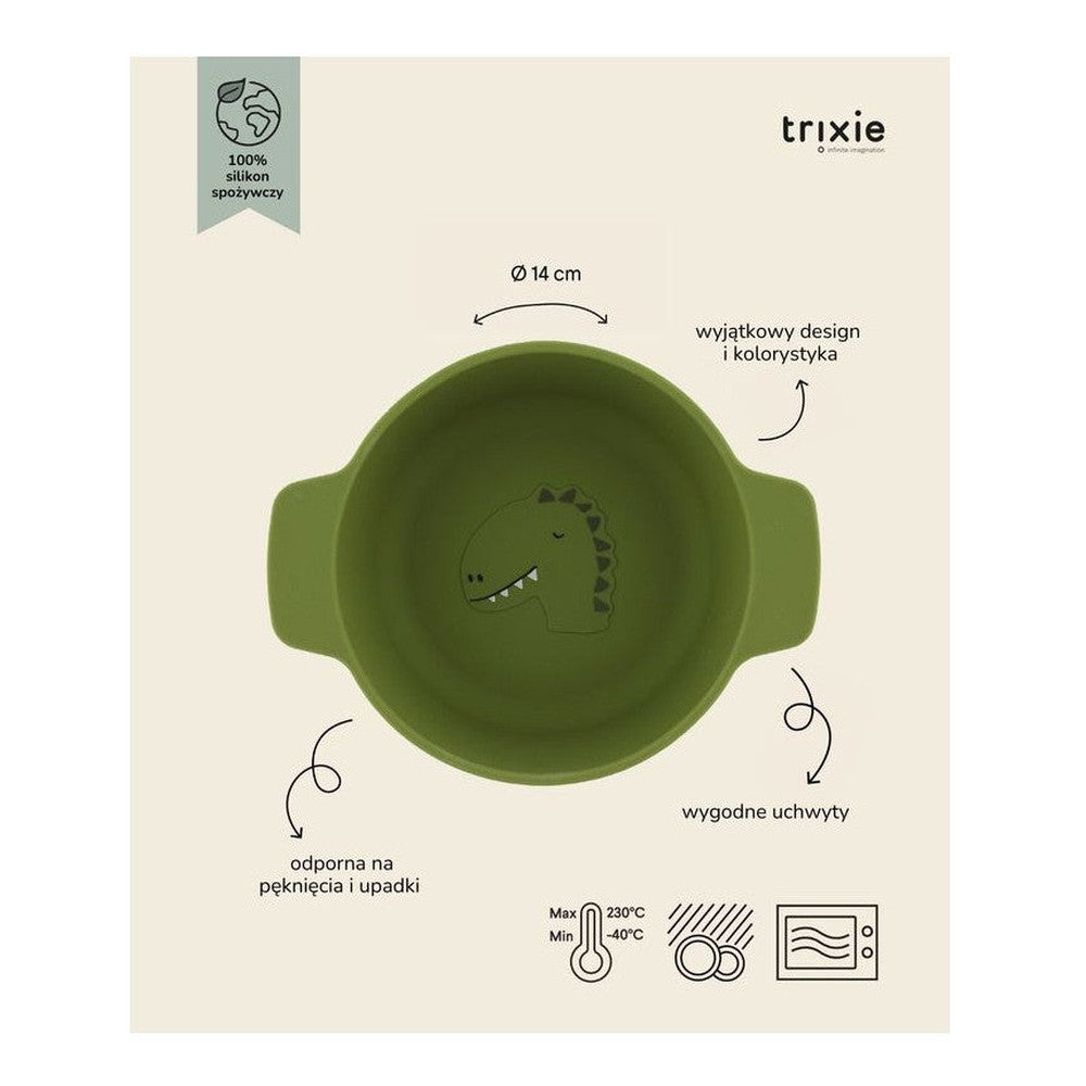 Miseczka silikonowa Dinozaur Trixie – z szerokimi uchwytami, 15 × 5 cm – zdjęcie 3