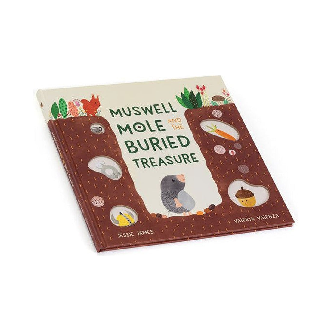 Książeczka Jellycat „Muswell Mole and the Buried Treasure” (wydanie angielskie) – okładka, widok pod kątem