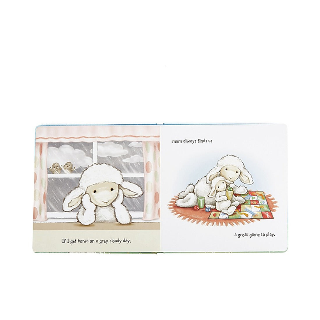 Książeczka Jellycat „My Mum and Me” – rozkładówka z owieczką i mamą przy zabawie na kocyku