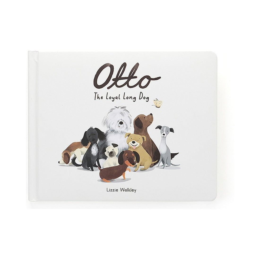 Książeczka Jellycat „Otto the Loyal Long Dog” (wydanie angielskie) – okładka z jamnikiem Otto i psimi przyjaciółmi