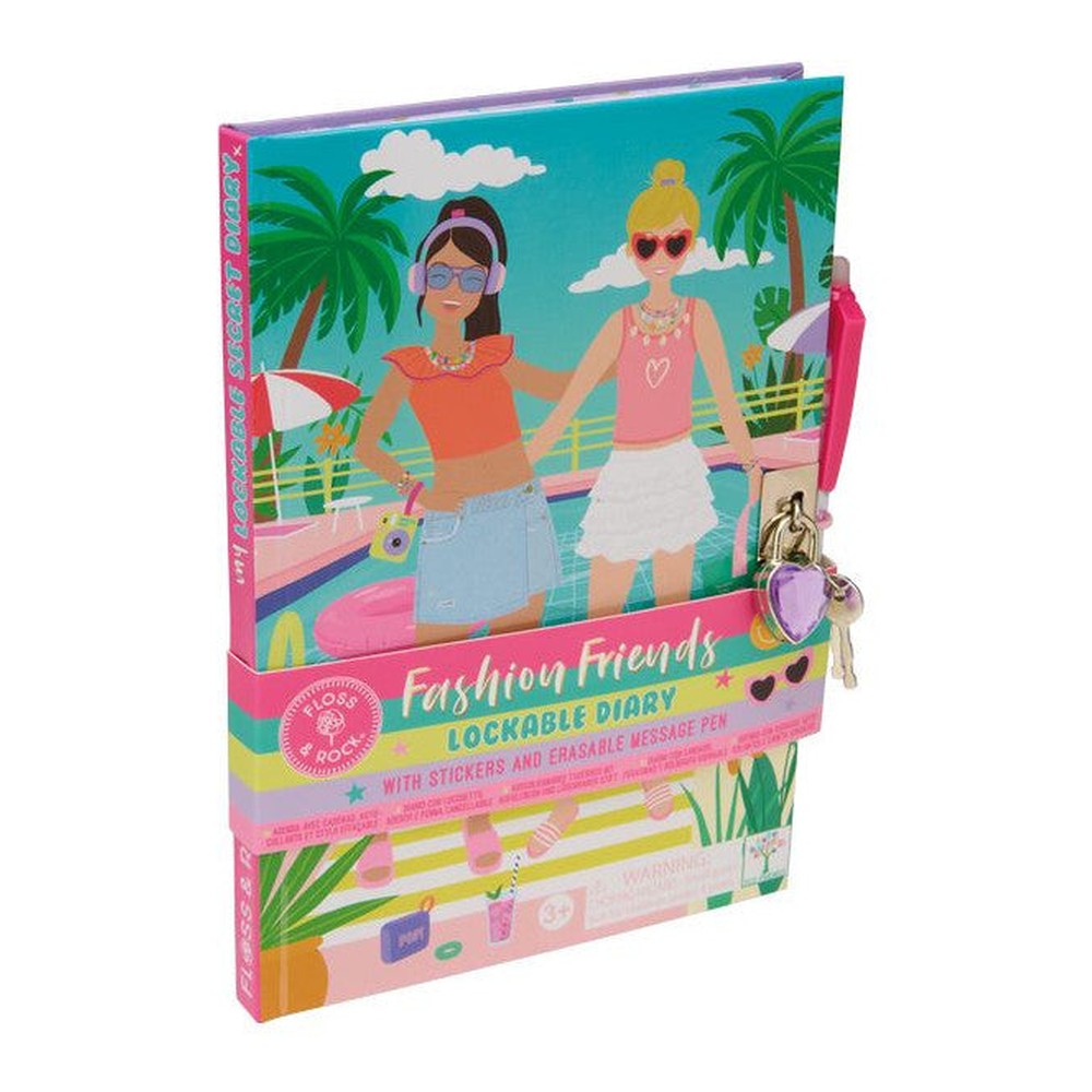 Pamiętniki z kłódką i wymazywalnym długopisem Fashion Friends Floss & Rock – 3 szt. – zdjęcie 2