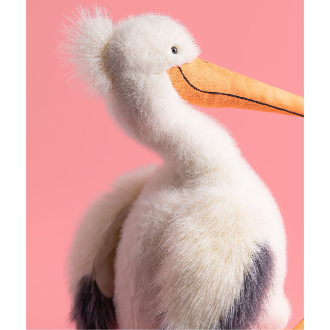 Maskotka Jellycat – Pelikan Keli 34 cm, zbliżenie na głowę i dziób