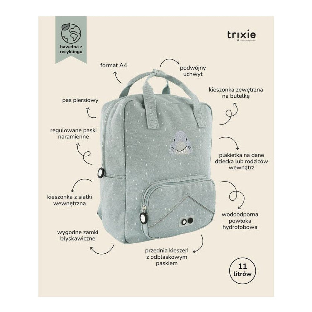 Plecak dziecięcy duży Rekin Trixie – 34 × 27 × 12 cm, 11 l – zdjęcie 5