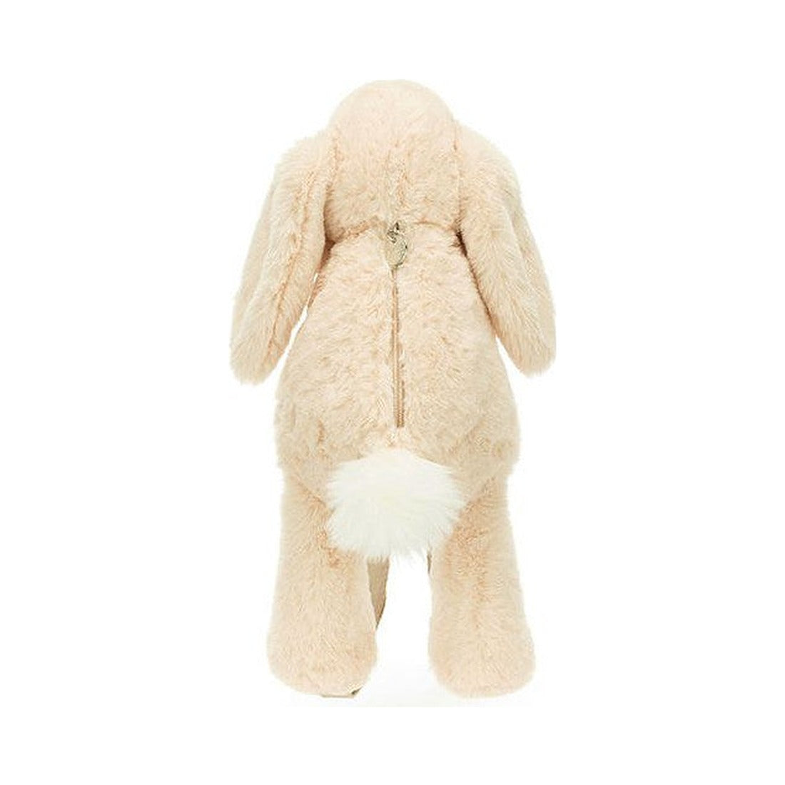 Plecak Jellycat – Króliczek Słodziak 43 cm, widok z tyłu z zamkiem i ogonkiem