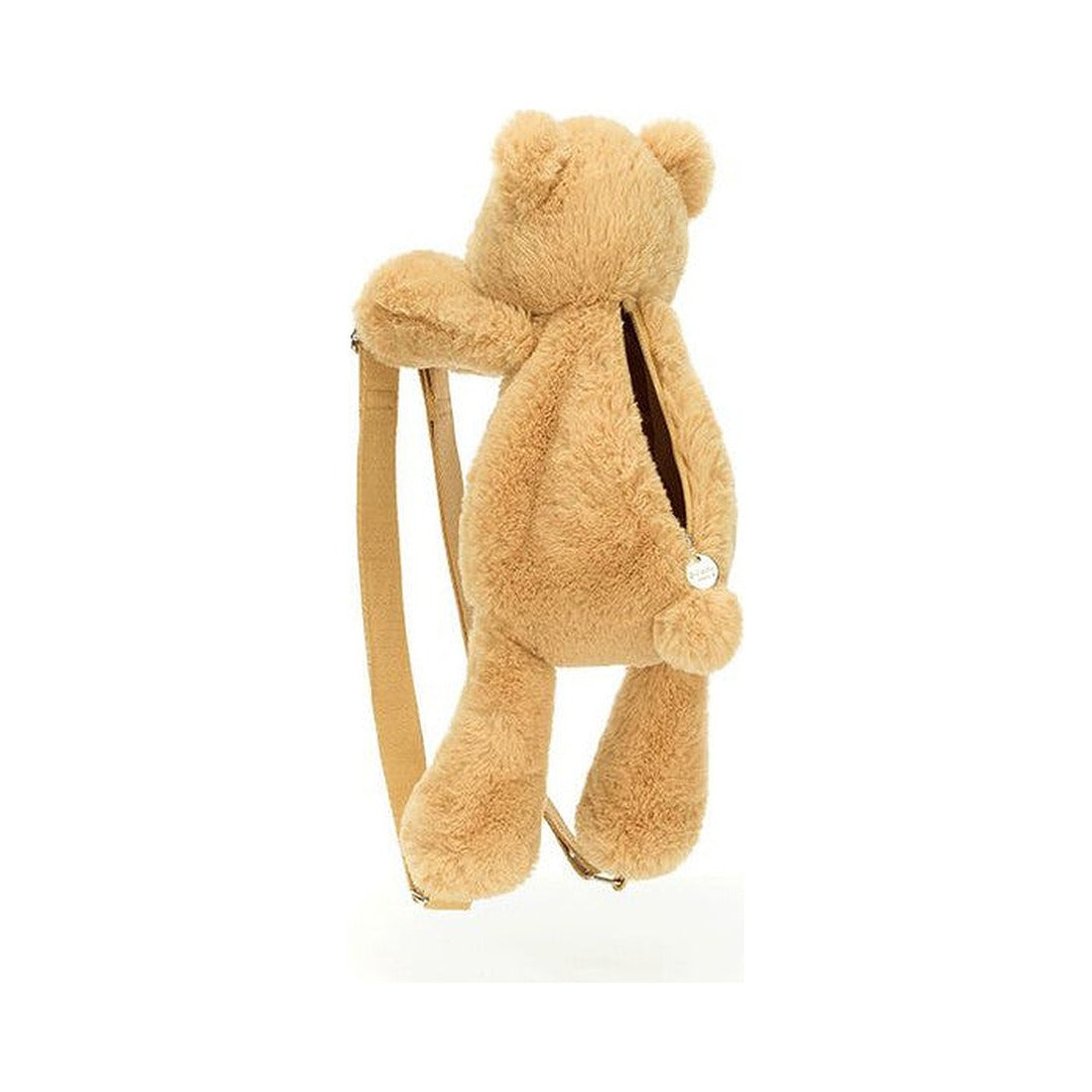 Plecak Jellycat – Miś Słodziak 43 cm, widok z boku z otwartym zamkiem