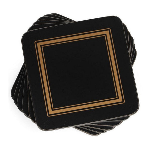 Podkładki korkowe Black Classic Pimpernel – czarne, małe, pod kubki, 6 szt.