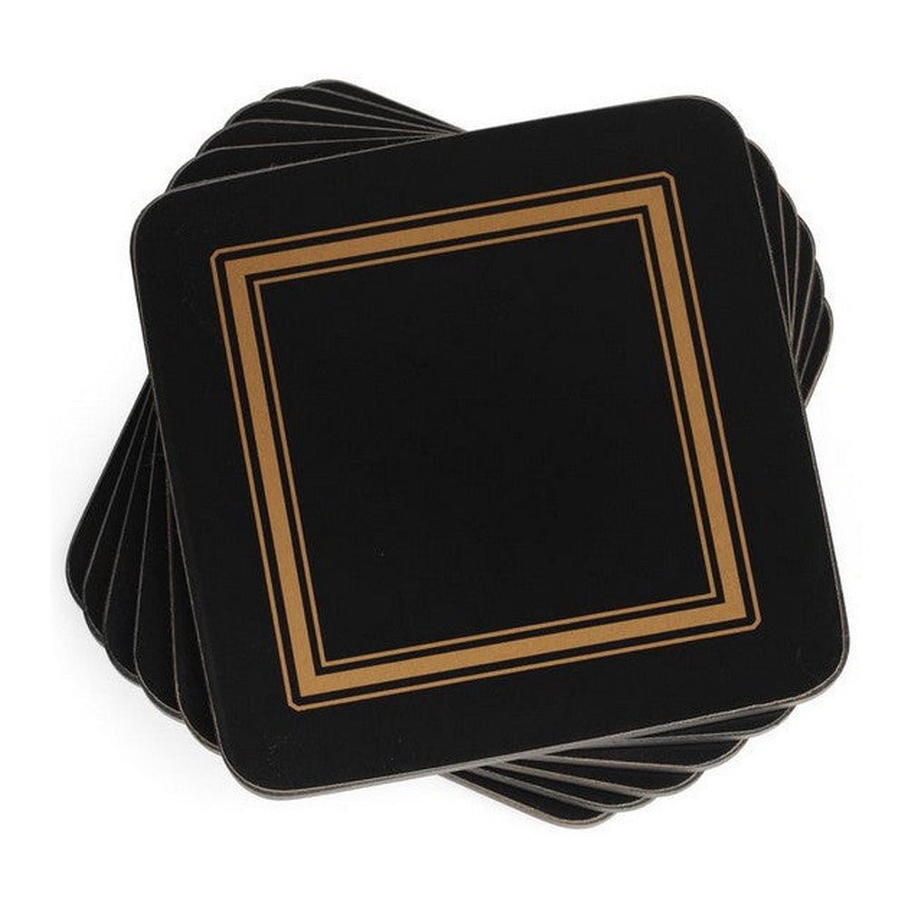 Podkładki korkowe Black Classic Pimpernel – czarne, małe, pod kubki, 6 szt.
