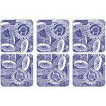 Podkładki korkowe Blue Room Pimpernel – niebieskie słoneczniki, 6 szt., 10,5 cm