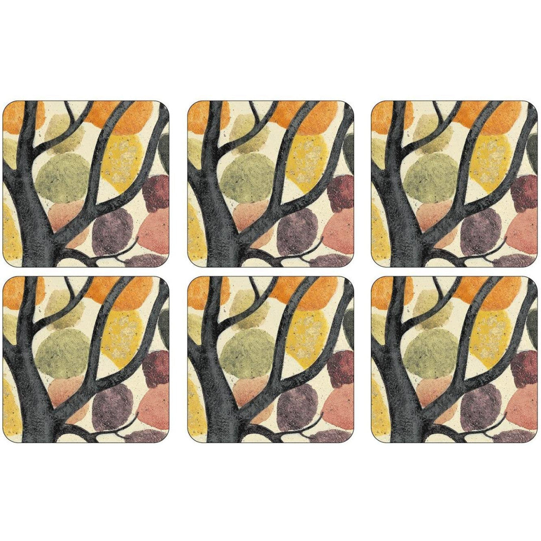 Podkładki korkowe Dancing Branches Pimpernel – tańczące liście, 6 szt., 10,5 cm